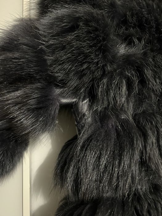 Палто естествен косъм лисица S размер цвят графит