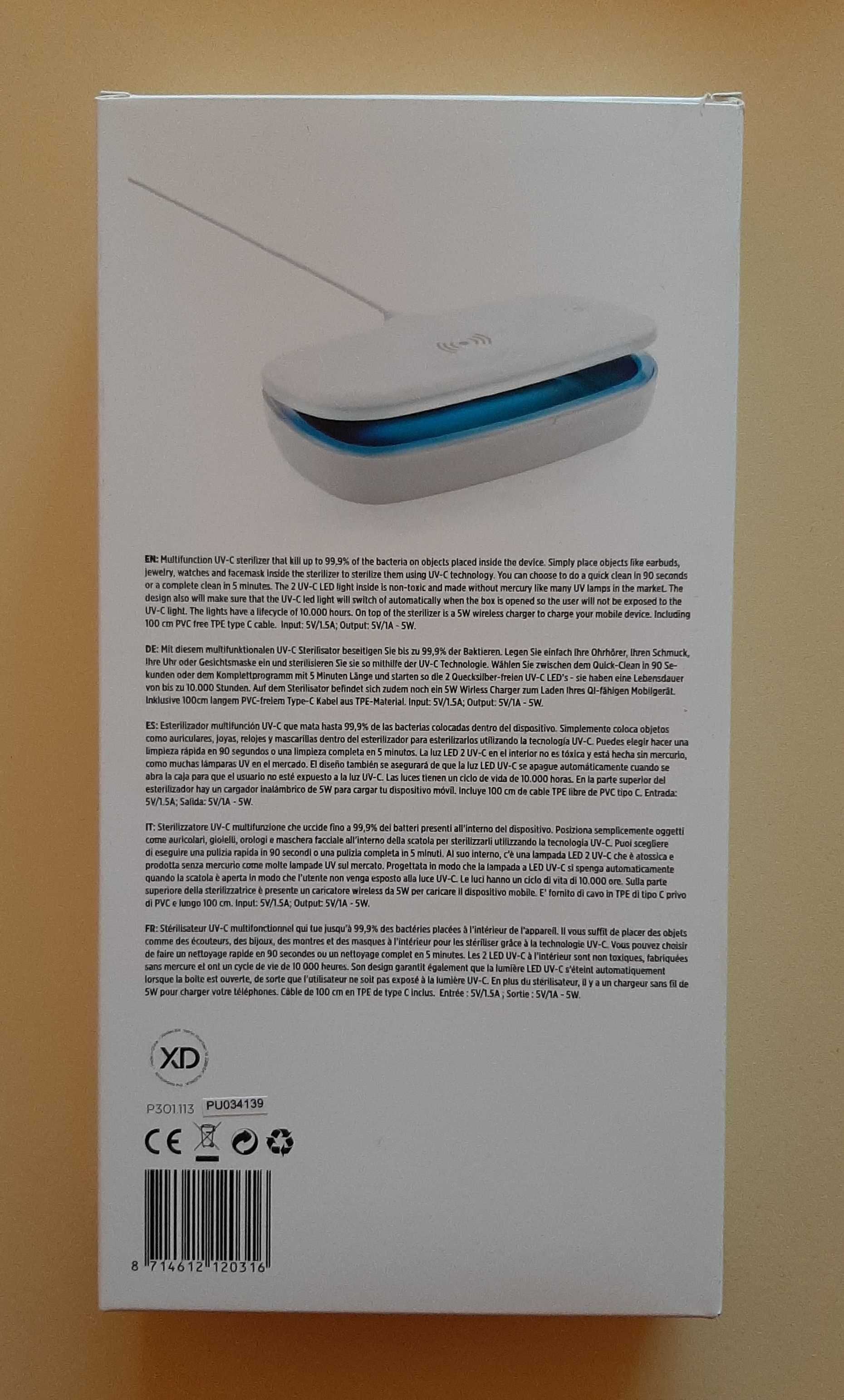 Vand Sterilizator UV-C cu incarcator wireless, nou