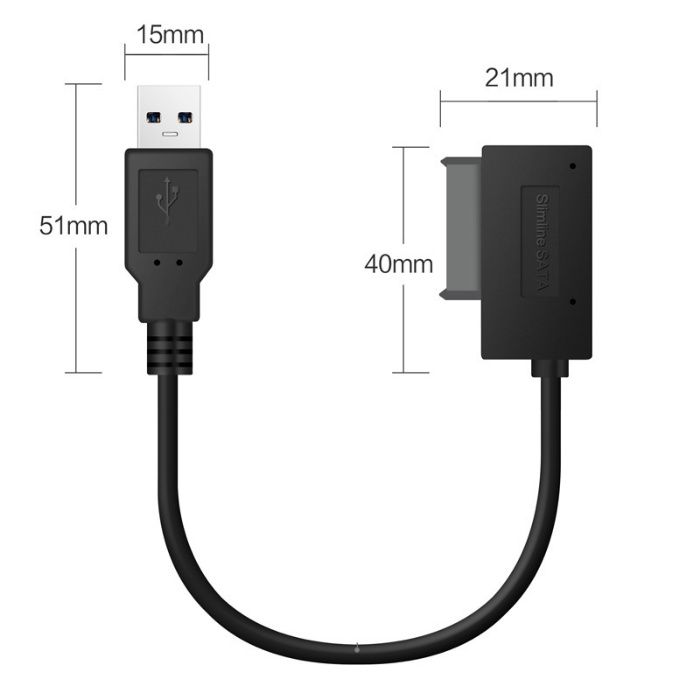 Cablu adaptor SATA 13 pini - USB 2.0 pt unitate optica laptop CD DVD