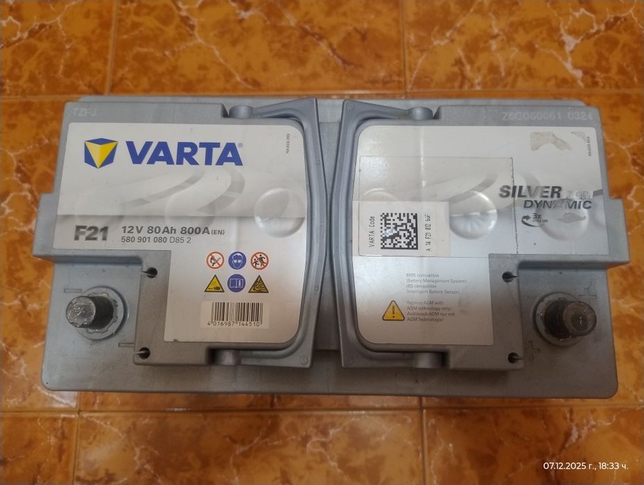 Акумулатор 80Ан 600А АGM