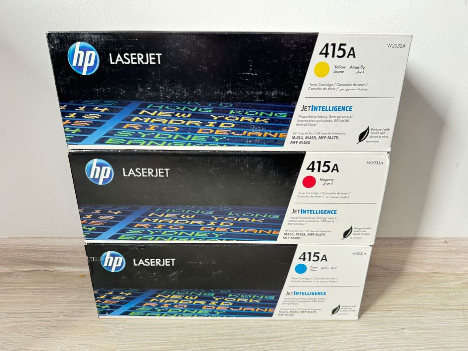 Set 3 cartușe originale HP 415A (W2032A, W2033A, W2031A)