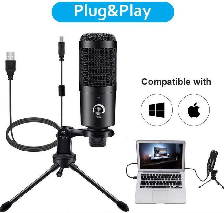 Microfon de studio profesional Condensator cu fir USB