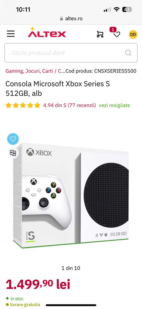 Consola Microsoft Xbox Series S 512GB - Nou!
