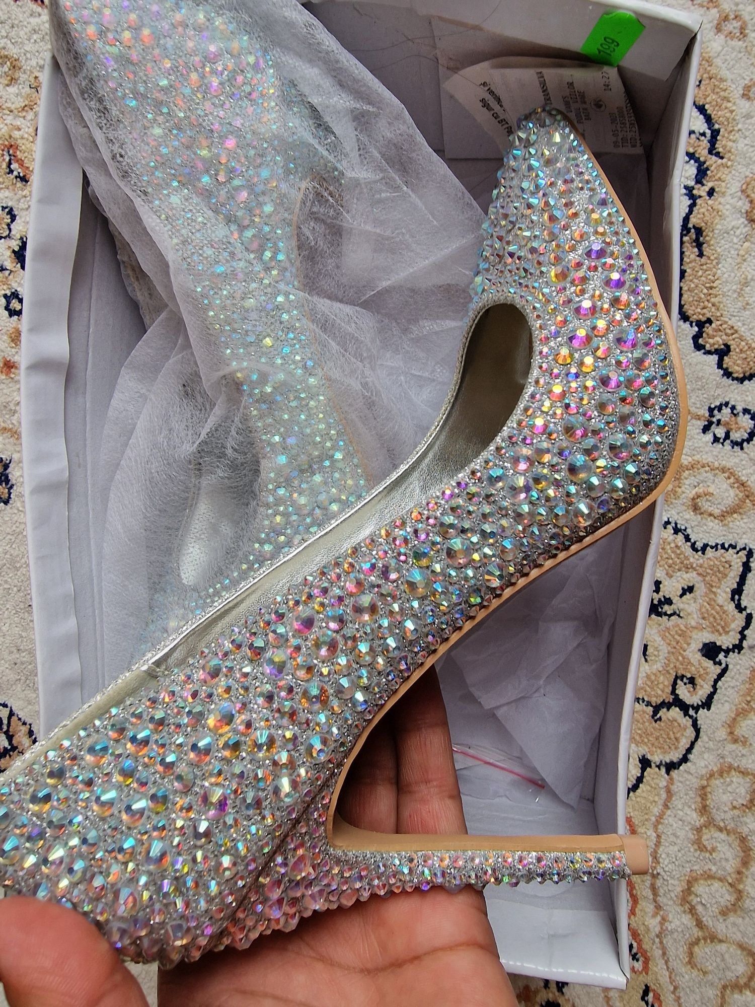 Pantofi dama toc inalt cu cristale