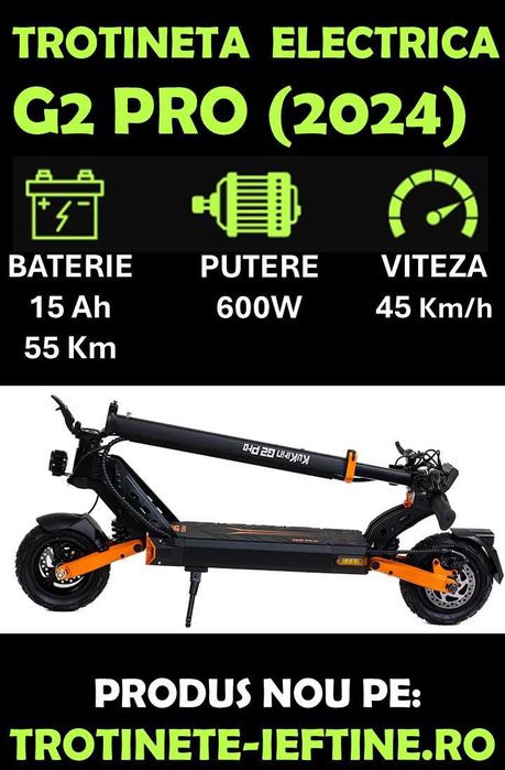 Trotineta KuKirin G2 PRO, Putere Motor 600W, Autonomie 58km, SIGILATA