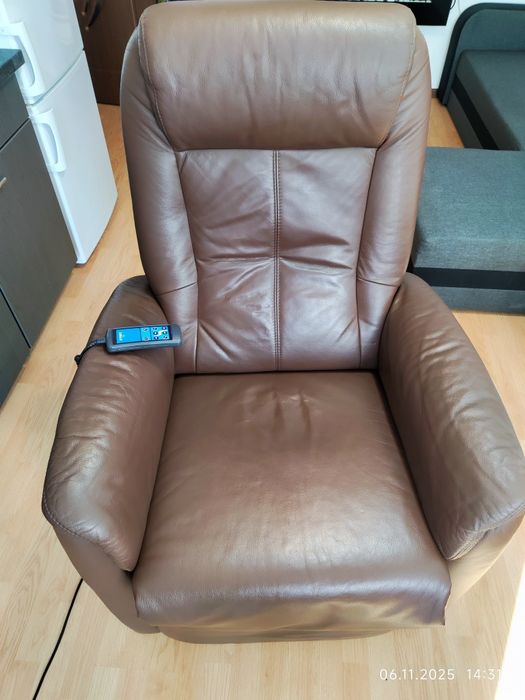 Fotoliu extensibil piele naturală cu telecomanda