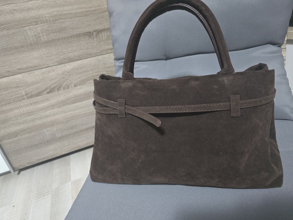 Кафява велурена чанта