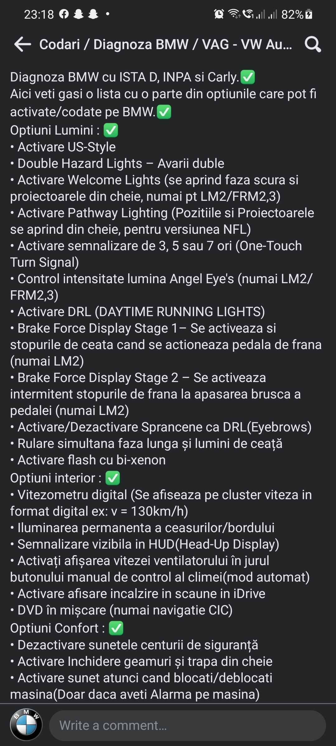 Codări/Diagnoză BMW sau VAG Grup VW Audi Skoda Seat