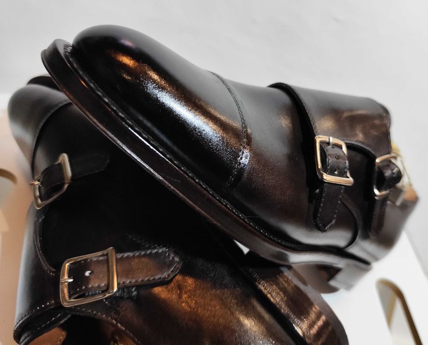 Pantofi monk de lux 40 40.5 41 lucrati manual Arbiter NOI piele natura