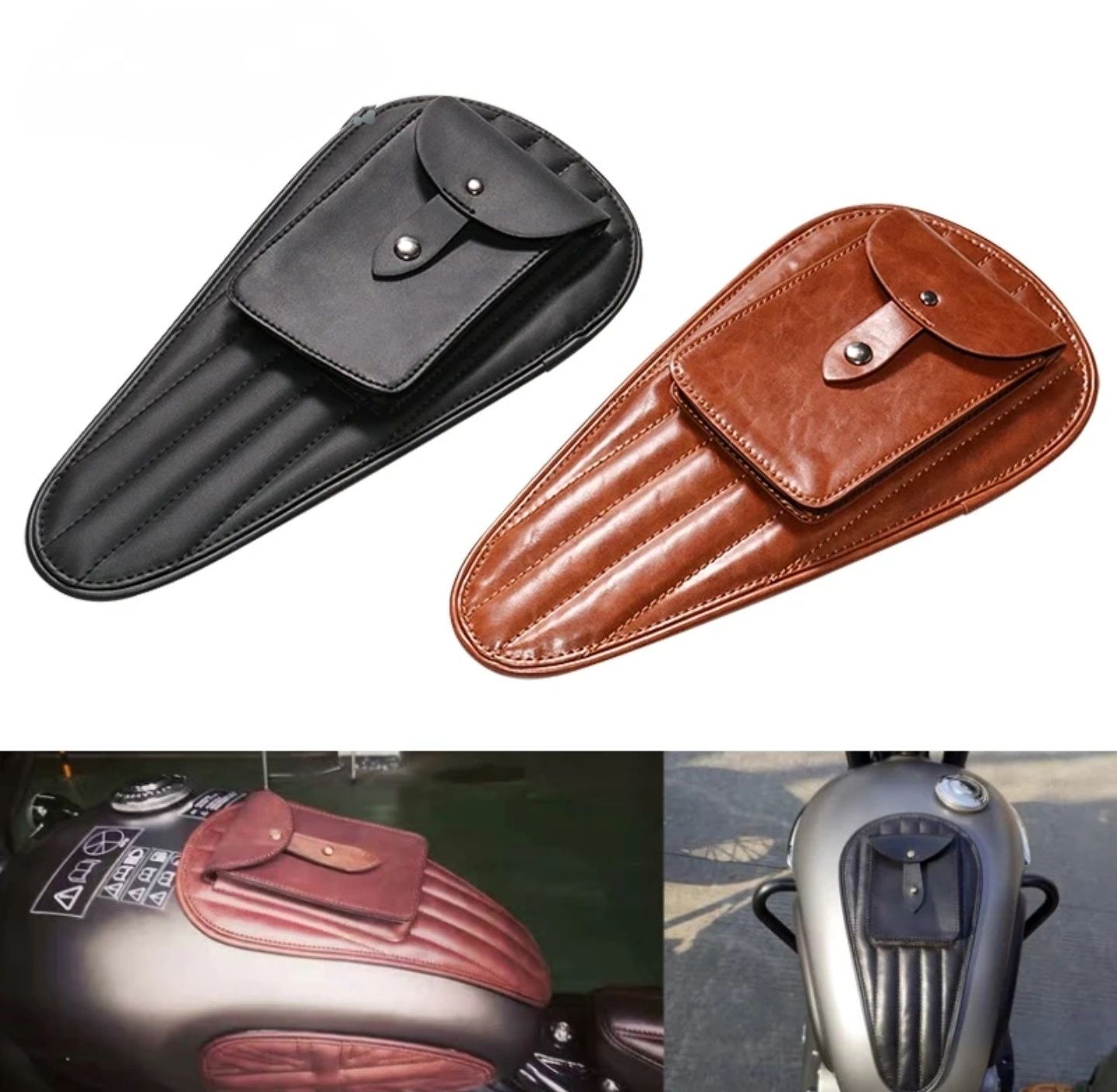 Geanta rezervor piele moto cruiser chopper bobber Tank Bag