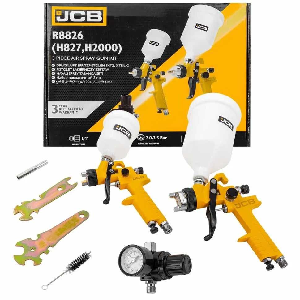 Пистолети за боядисване дюзи 1.4мм и 1мм и регулатор к-т 3бр JCB
