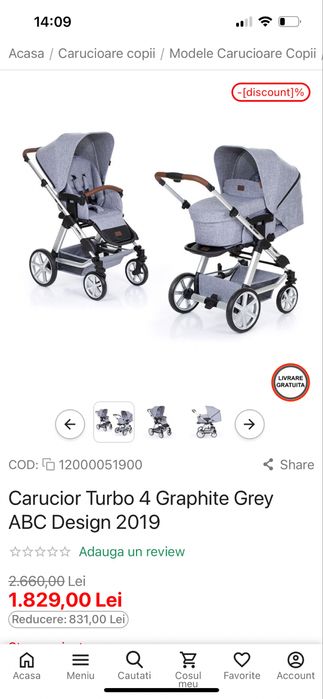 Carucior Abc design cu functioa sport , dar si landou bebe