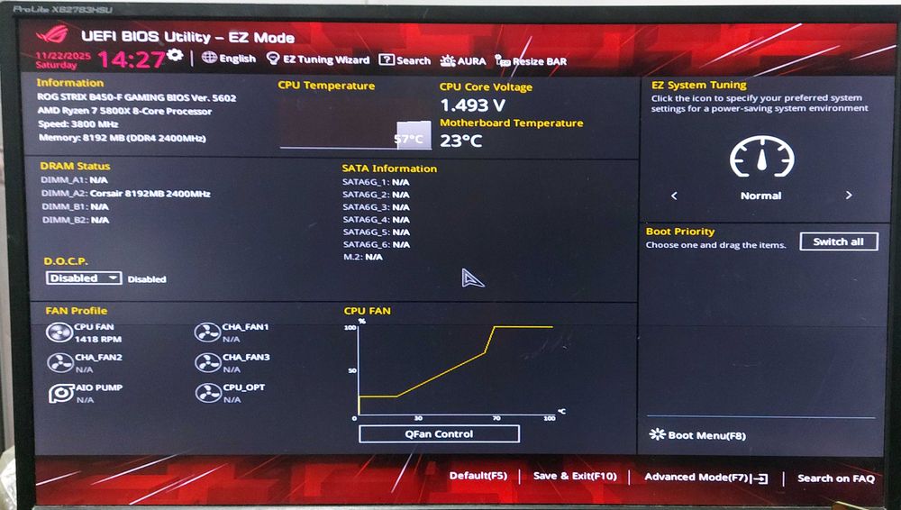 KIT  Ryzen 7 5800X 3.8GHz+ ASUS ROG STRIX B450-F GAMING+Cooler BeQuiet