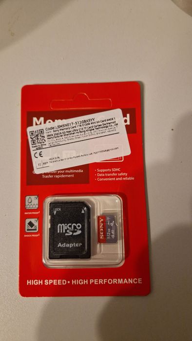 Vand card micro SD Sony XC A2 512 GB cu adaptor, nou