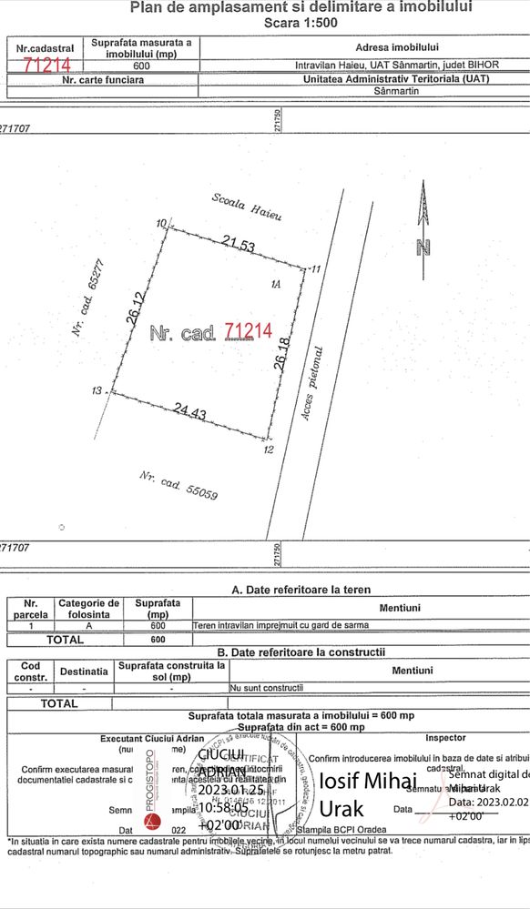 Teren de vânzare Băile 1 Mai 600m2 Sanmartin