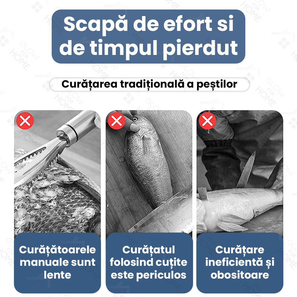 Aparat electric de curatat solzi de peste, Lame din inox