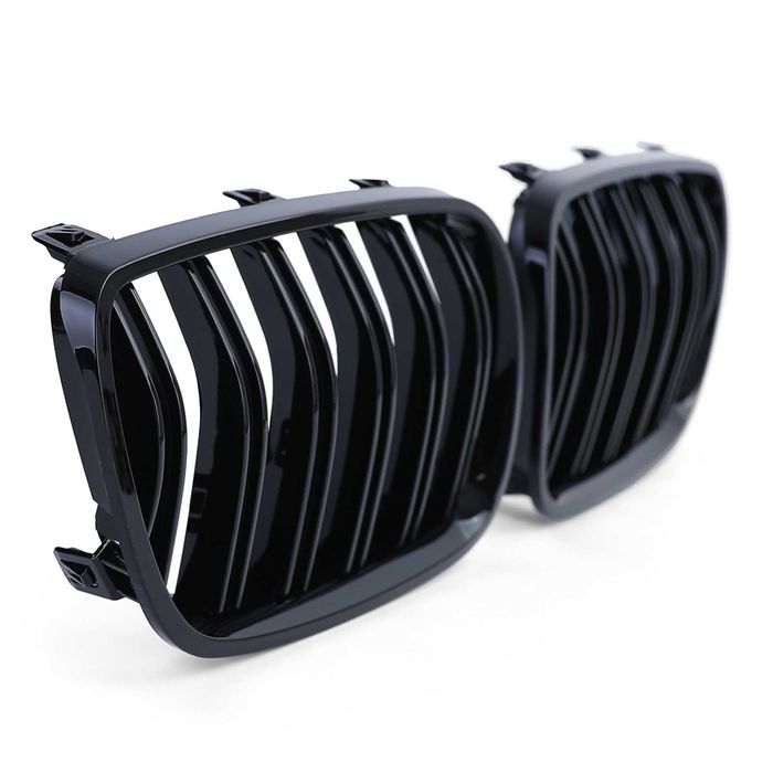 Grile Duble M Nari Bara Fata BMW X3 E83 Facelift 2007-2011, Negru Luci