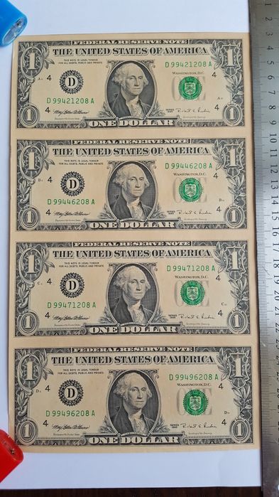 Banknote 1 dolar uncut
