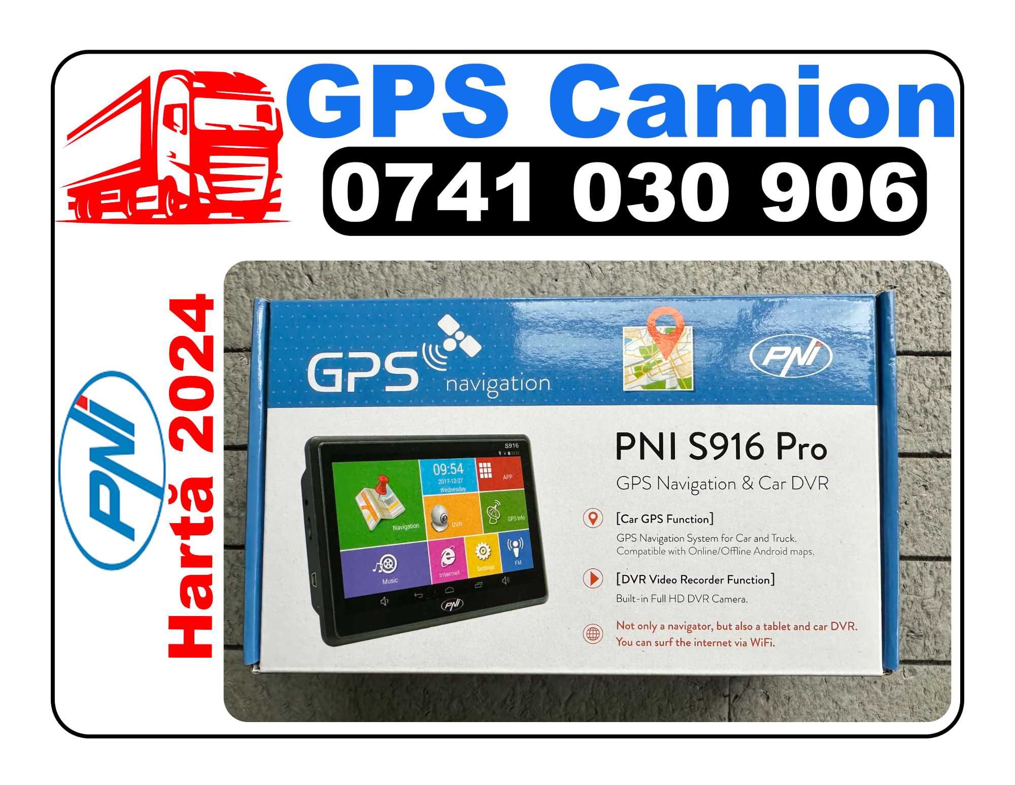 GPS NOU PNI S916 Pro 7 inch Harta 2024 TIR Camion iGO Primo Android