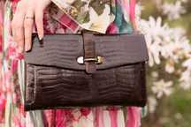 plic/geanta vintage piele de crocodil maro