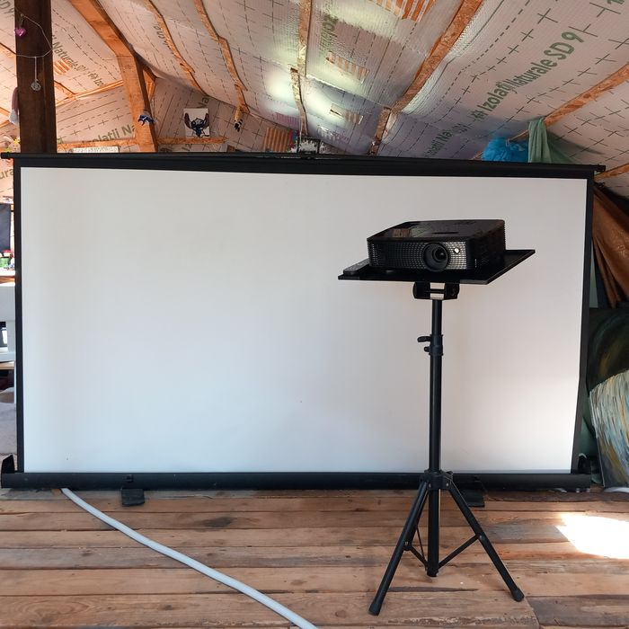 Videoproiector Optoma DLP 3D+ Stativ+ Panza mobila Alba