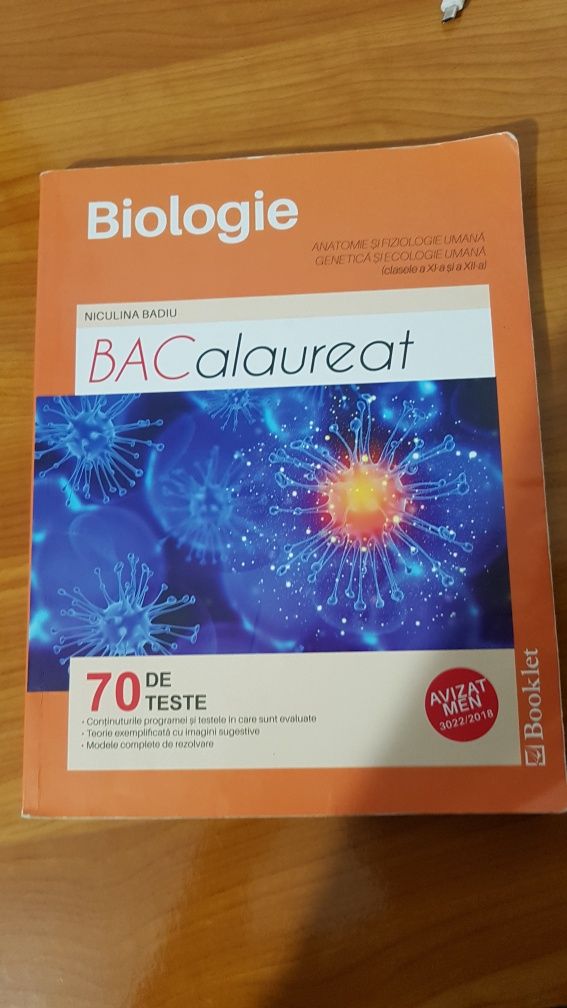 Culegere bac Anatomie si fiziologie umană, genetică si ecologie umană