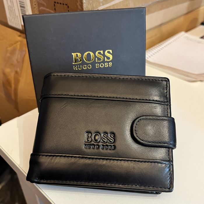 мъжки портфейл естествена кожен телешки бокс джоб за монети документи