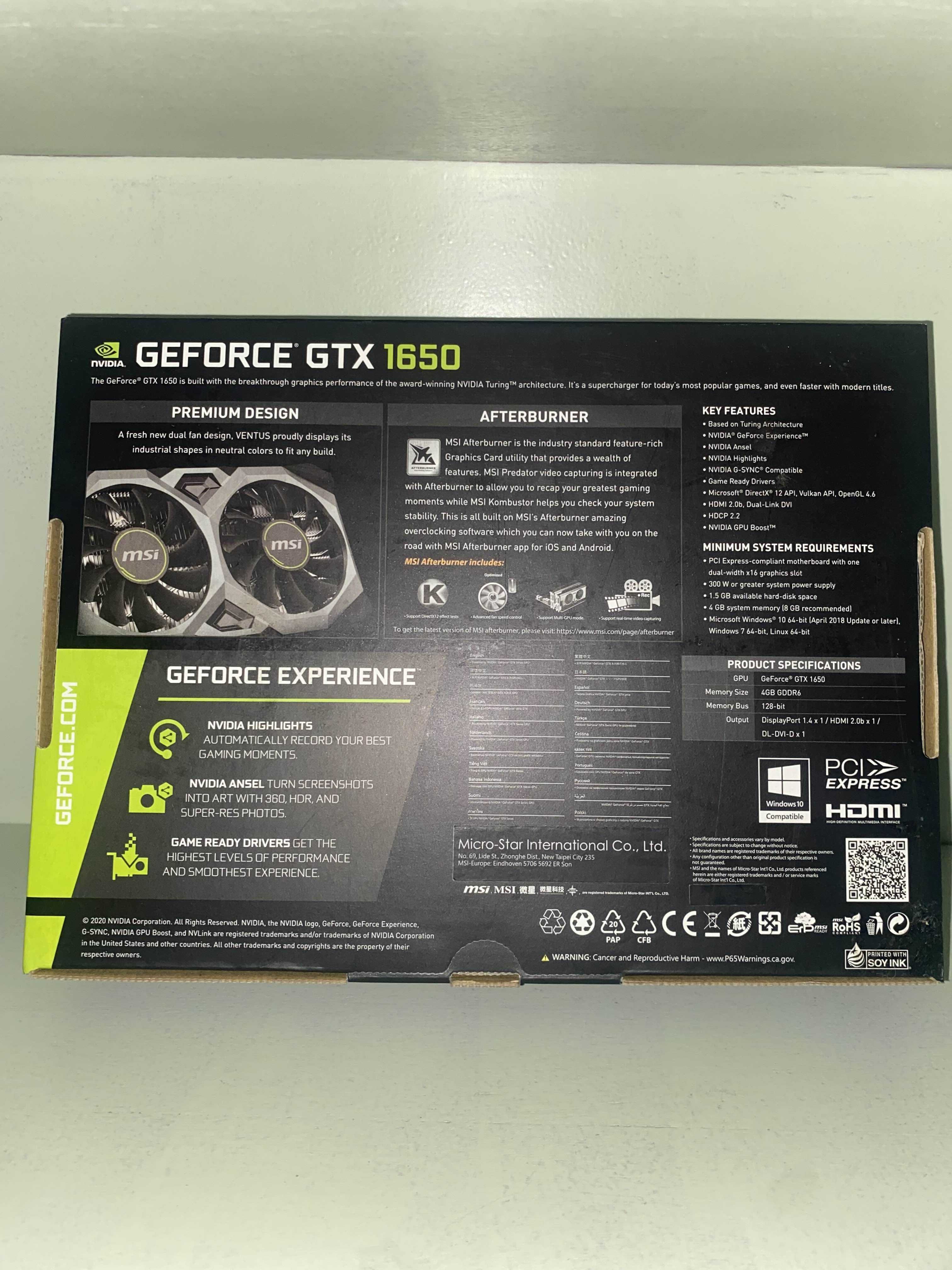MSI GeForce GTX 1650 Ventus XS 4GB (OCV1 EDITION)