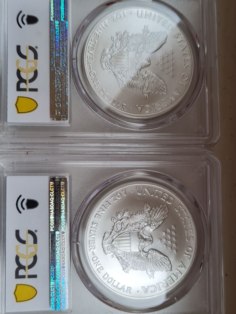 PCGS MS 69 Silver 999 . 1 oz 2002.г03.г04.г07.г09  год