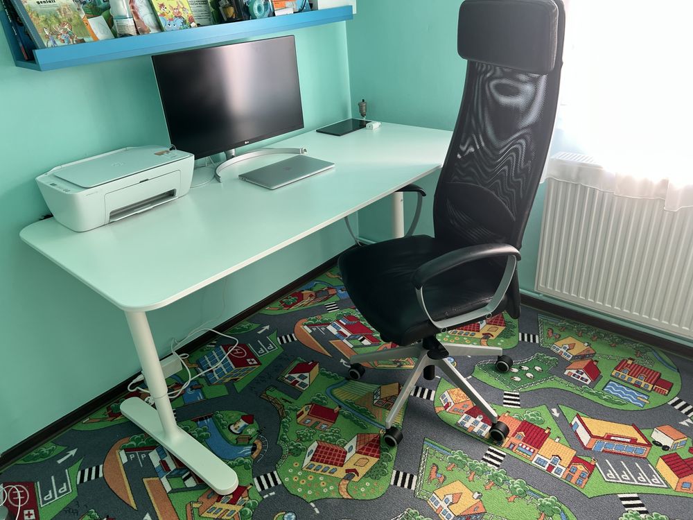 Birou ikea alb cu inaltime reglabila, 160/80