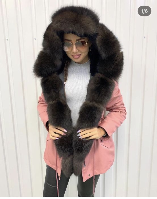 Парка из меха чернобурки/песца/лисы