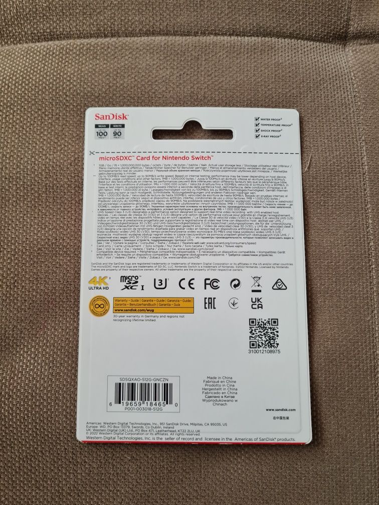 Card micro SD 512 GB Nintendo Switch Sigilat