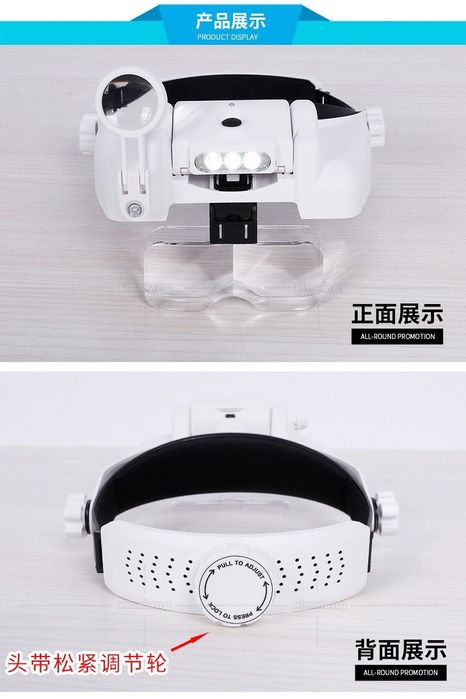 Очки лупа для зрения с линзами перезаряжаемый с фонариком