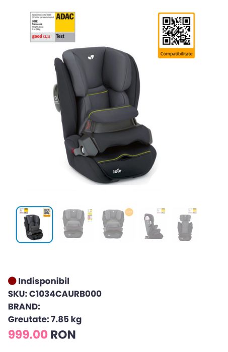 Scaun Isofix copii 9-36 kg  JOIE