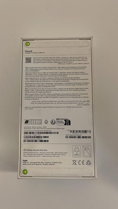 Telefon mobil Apple iPhone 16, 128GB, 5G, Black ( Sigilat ) -A-