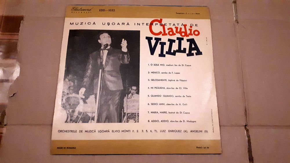 Disc vinil celebru: Claudio Villa - muzica usoara italiana