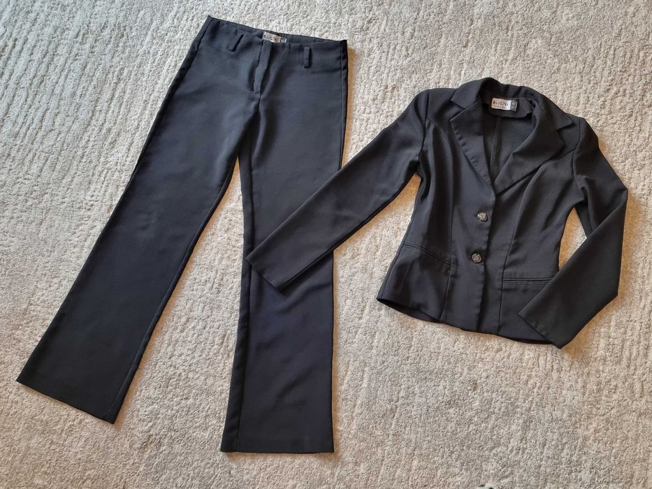 Costum negru dama, marimea 36, sacou si pantalon Biani Collection