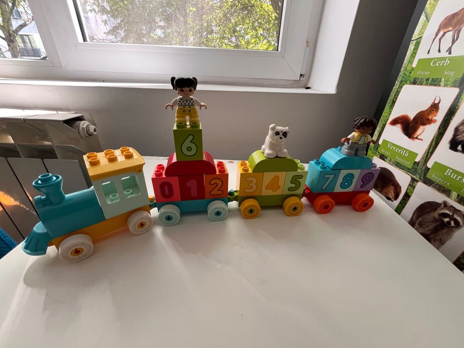 LEGO DUPLO Tren cifre Tow truc Mickey Mouse Girafa Mașini constructii