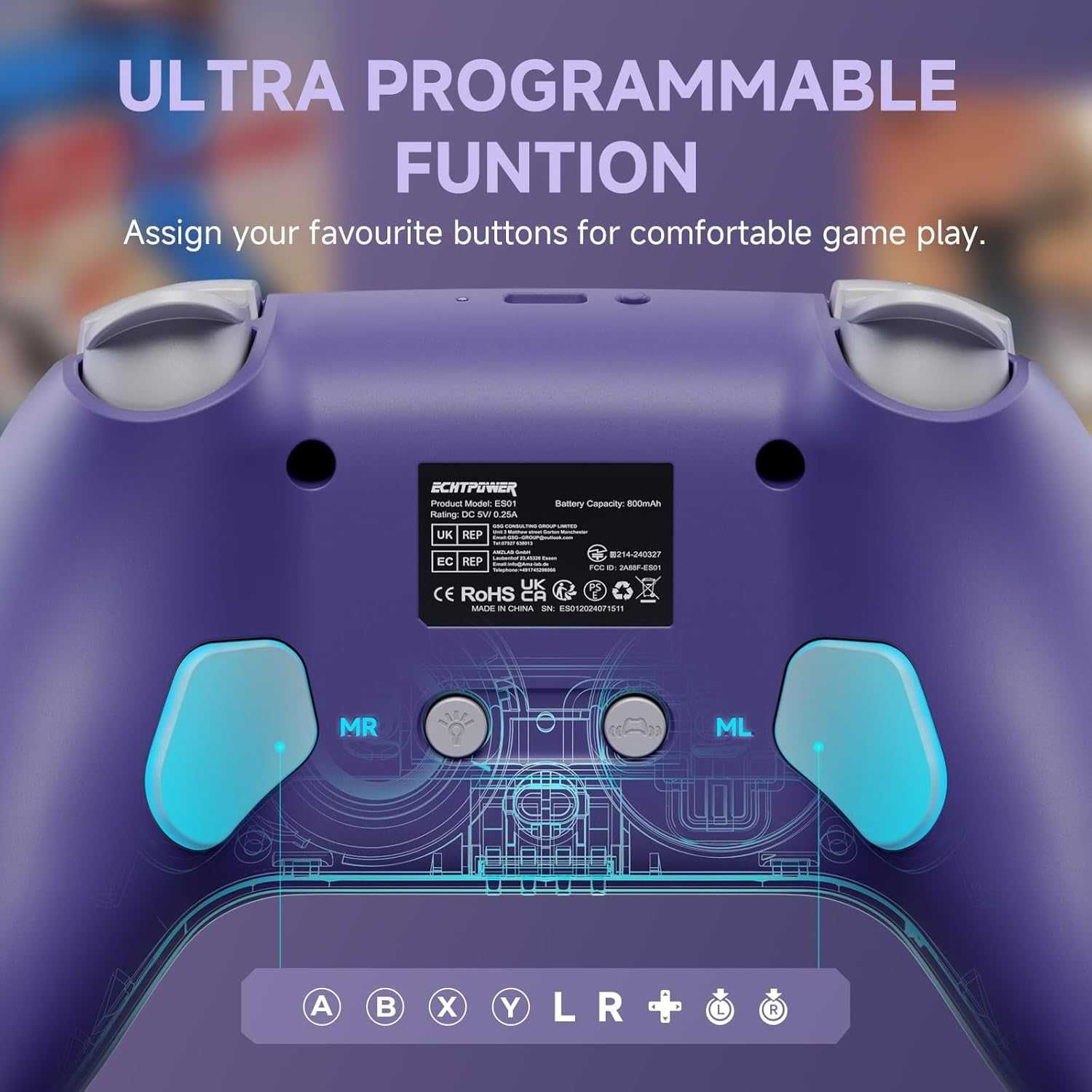 ECHTPower безжичен контролер за Switch/PC с Hall стикове и RGB – нов