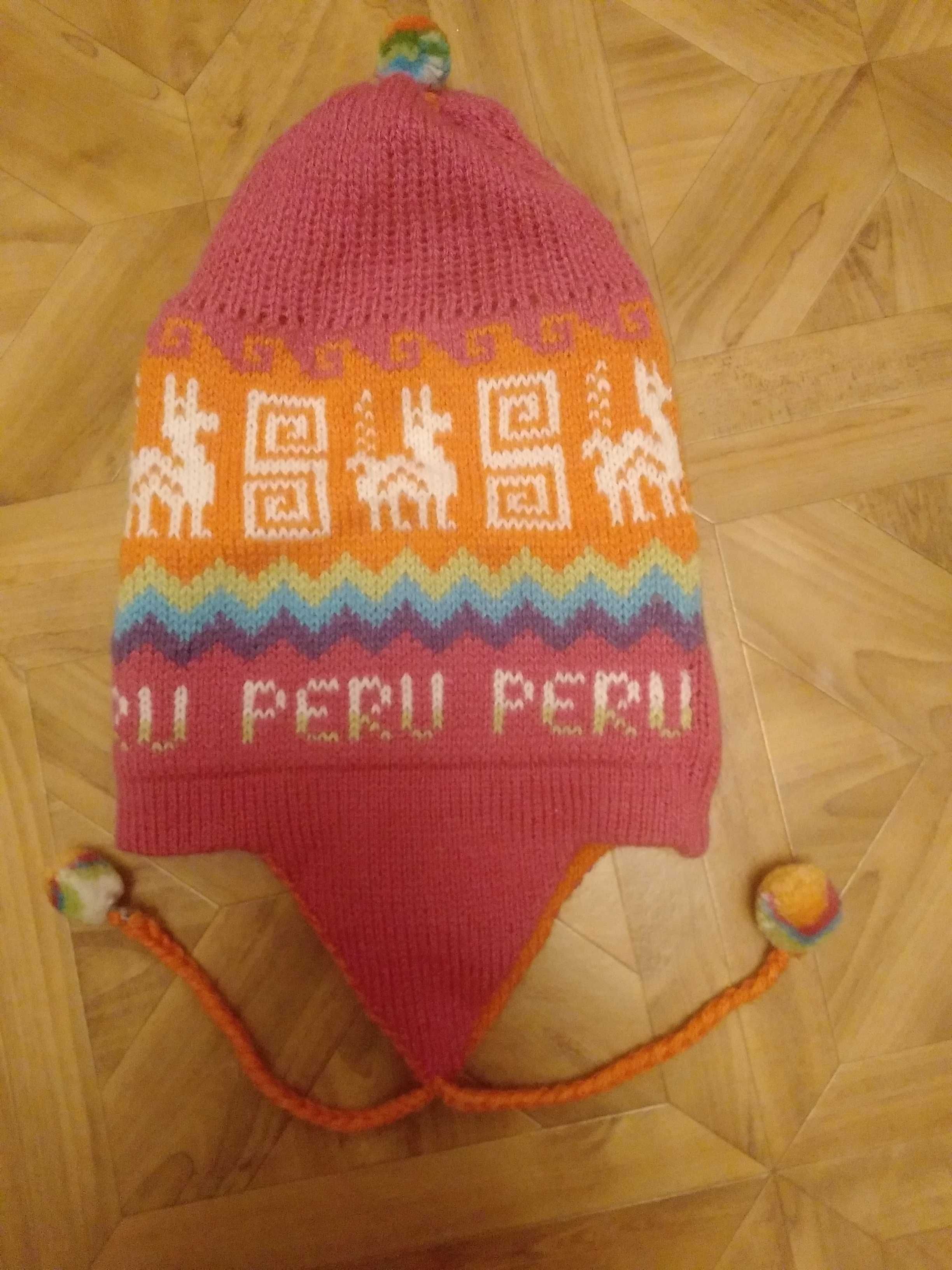 Шерстяная шапка из Перу. Двусторонняя. На взрослого/подростка.