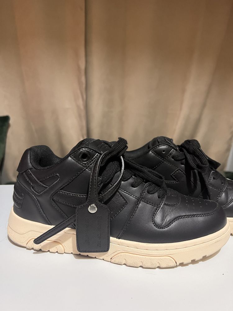 Off-White Out of Office Black Leather Low Top