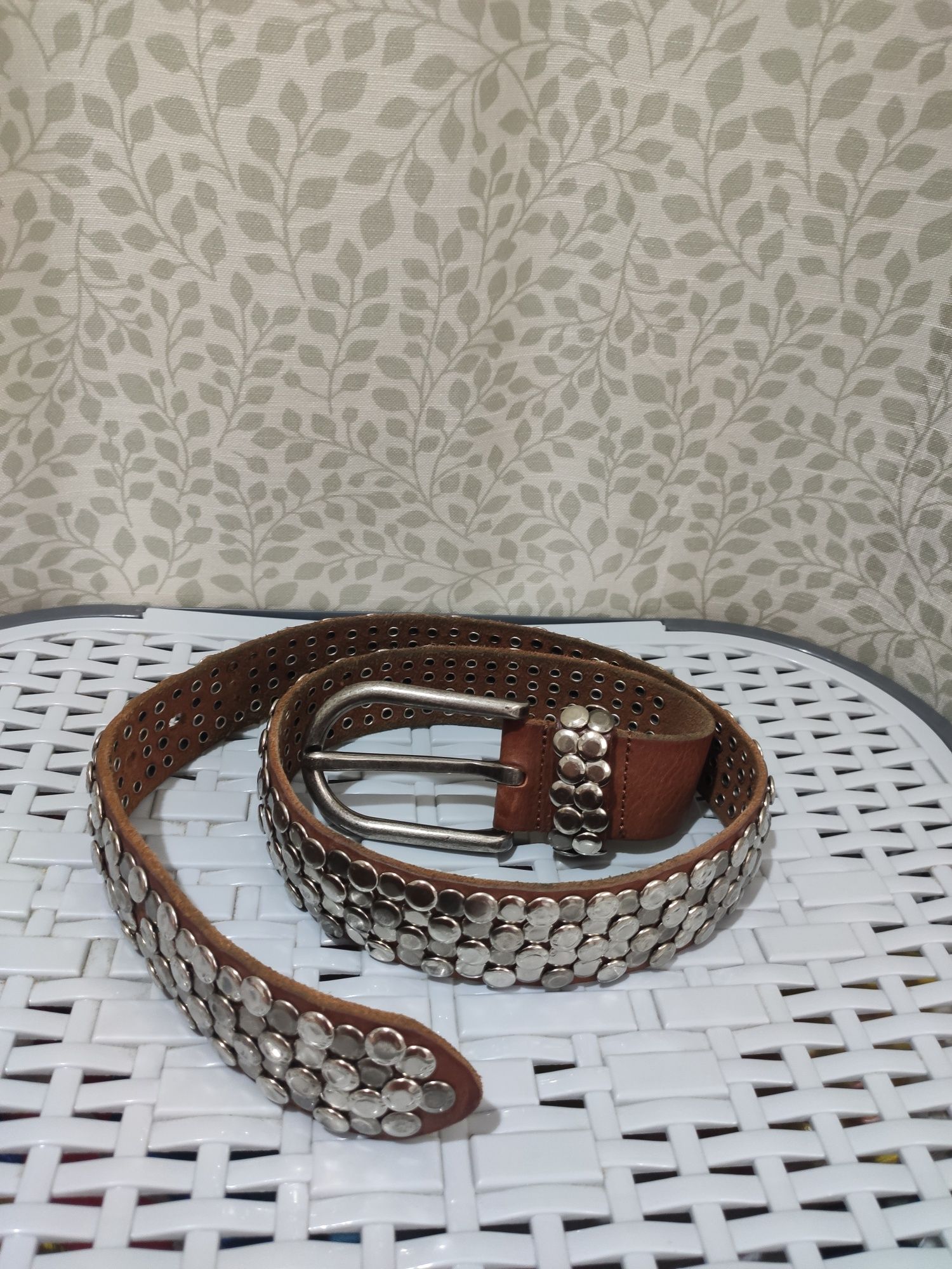 Curea Cowboy din piele naturala cu ținte 100x4cm