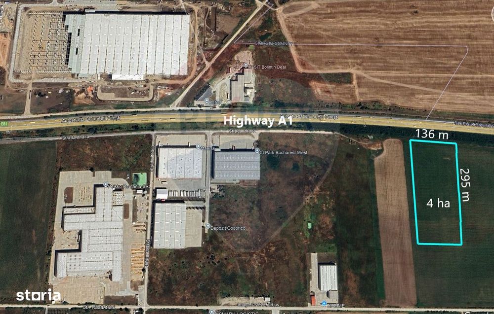Teren intravilan pentru logistică sau depozitare – lângă A1/A0