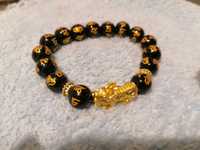 Feng Shui Pixiu Lucky Charm Black Agate Bracelet