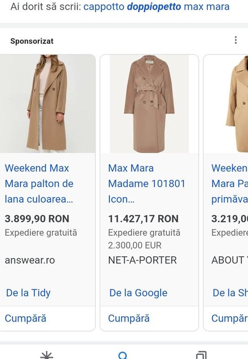 Palton Max Mara autentic lână virgină