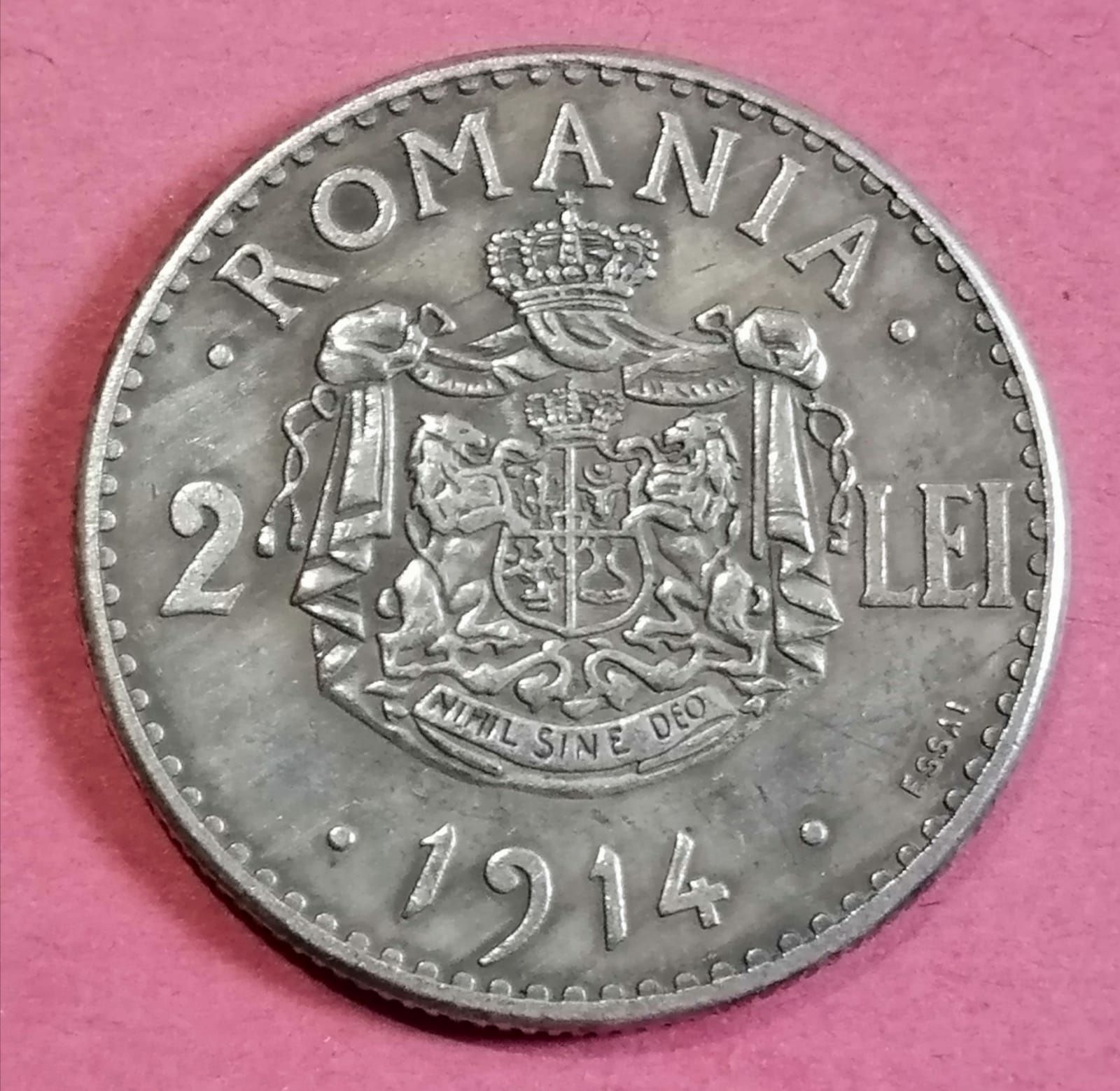 Moneda 2 lei 1914 rebatere moderna