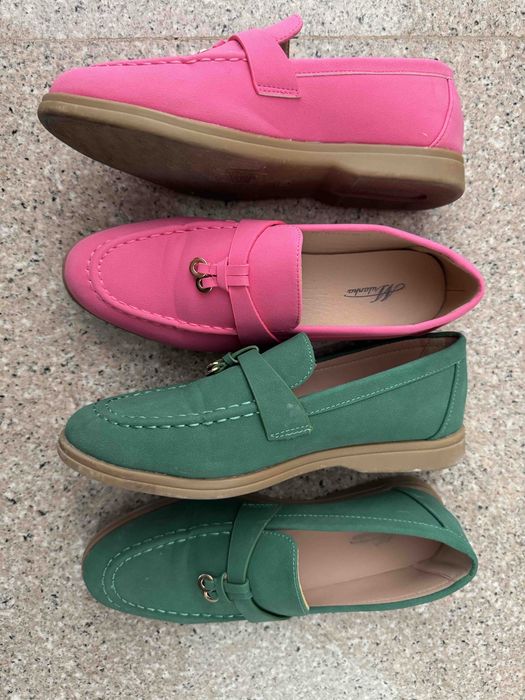 Мокасини в зелено и розово комплект 40лв.