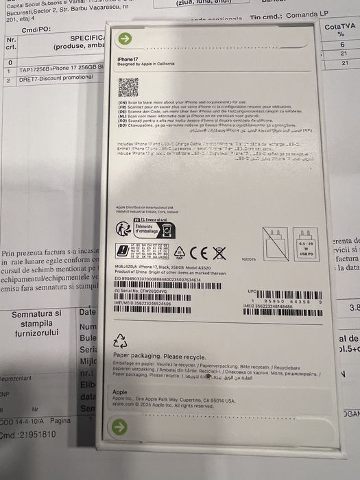 IPhone 17  256gb sigilat +factura