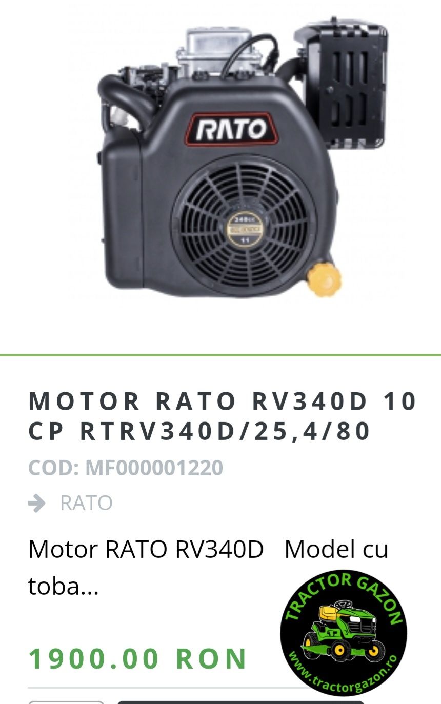 Motor tractoras de tuns iarba RATO 10CP , 15CP NOU