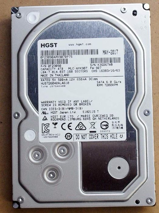 Hard disk Server PC HGST 4TB 7200 buffer 128MB Sata 3 HDD nou